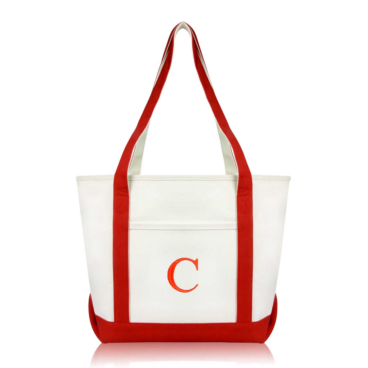 Dalix Medium Personalized Tote Bag Monogrammed Initial Letter - C