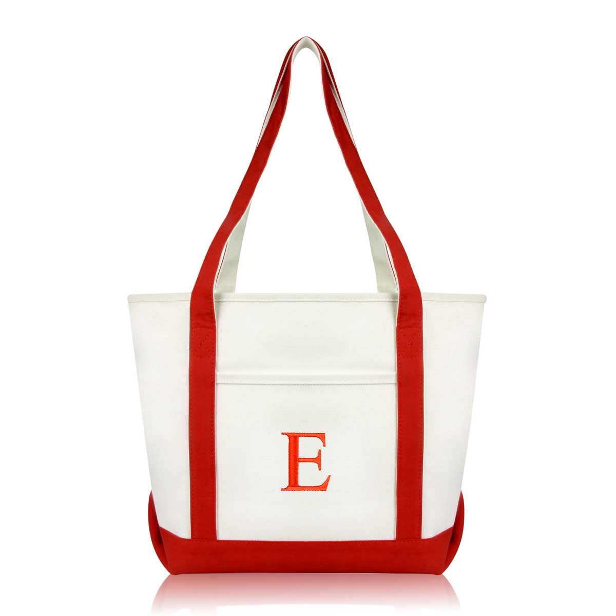 Dalix Medium Personalized Tote Bag Monogrammed Initial Letter E Red