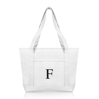 Dalix Medium Personalized Tote Bag Monogrammed Initial Letter - F