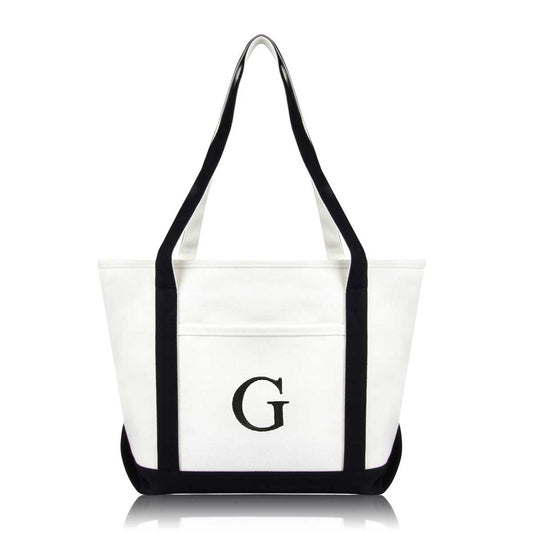 Dalix Medium Personalized Tote Bag Monogrammed Initial Letter - G