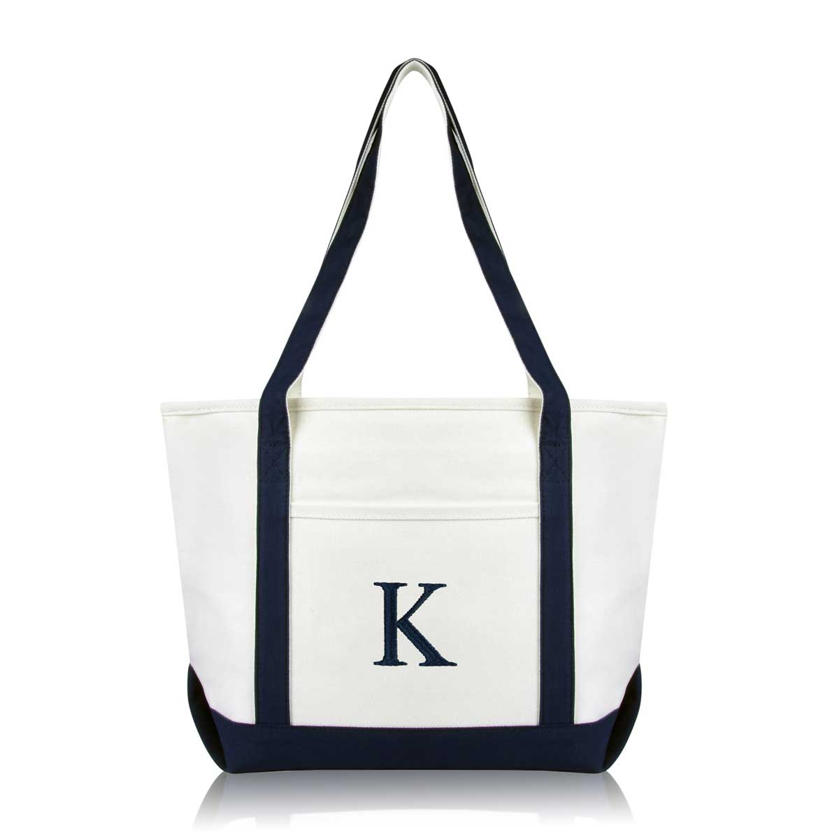 Dalix Initial Tote Bag Personalized Monogram Navy Blue Anchor Zippered Top Letter - B