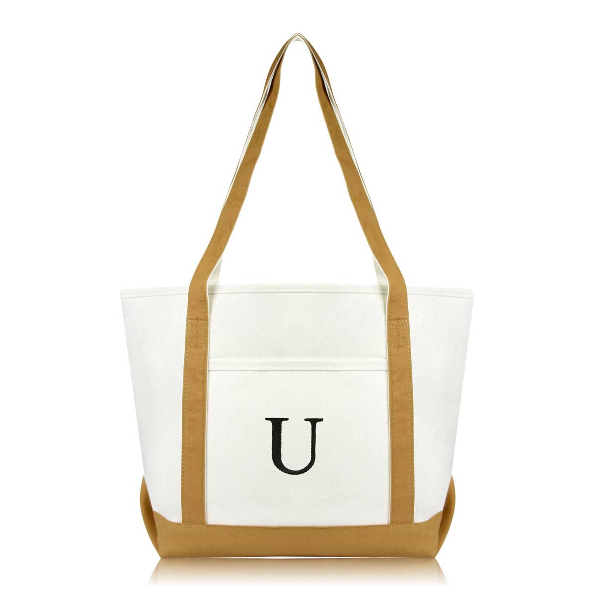 Dalix Medium Personalized Tote Bag Monogrammed Initial Letter - U