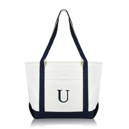 Dalix Medium Personalized Tote Bag Monogrammed Initial Letter - U