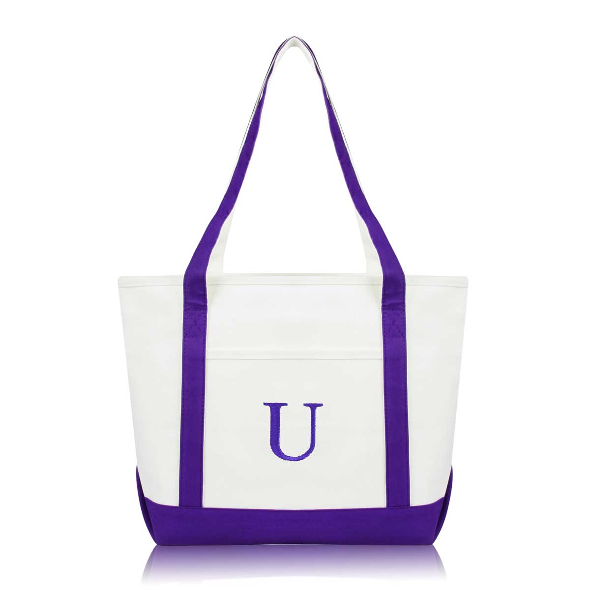 Dalix Medium Personalized Tote Bag Monogrammed Initial Letter - U