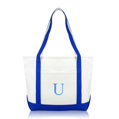 Dalix Medium Personalized Tote Bag Monogrammed Initial Letter - U