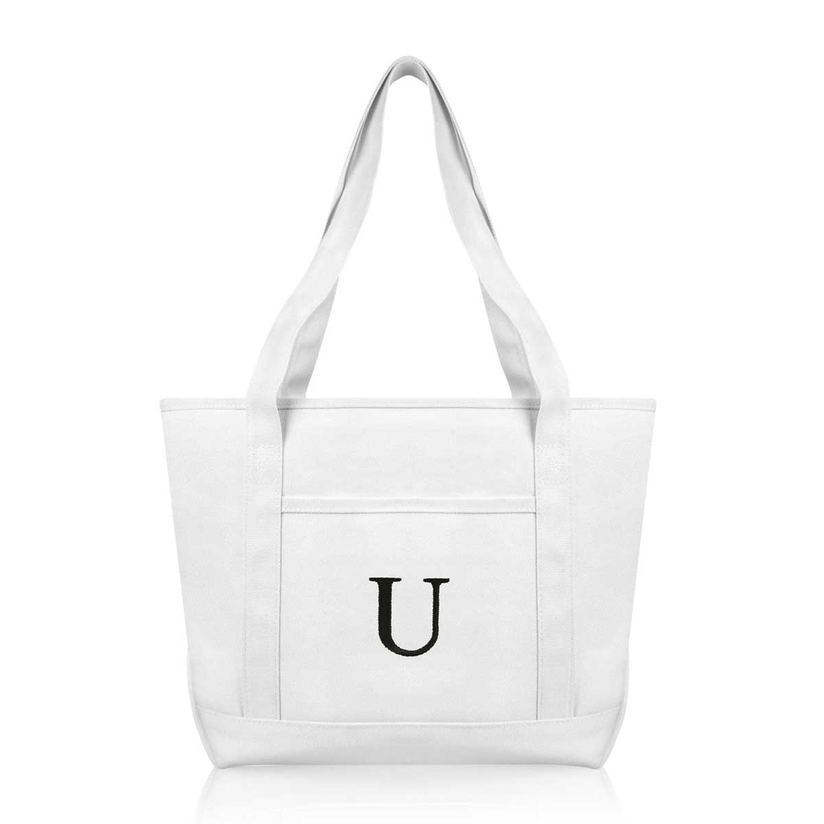 Dalix Medium Personalized Tote Bag Monogrammed Initial Letter - U