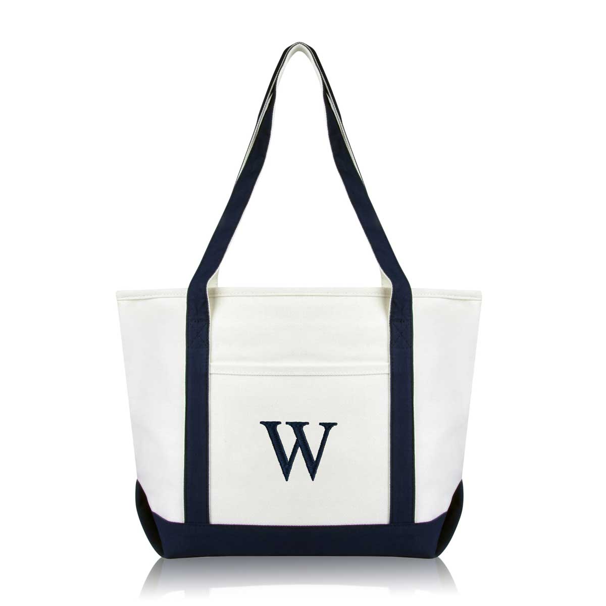 Dalix Medium Personalized Tote Bag Monogrammed Initial Letter - W