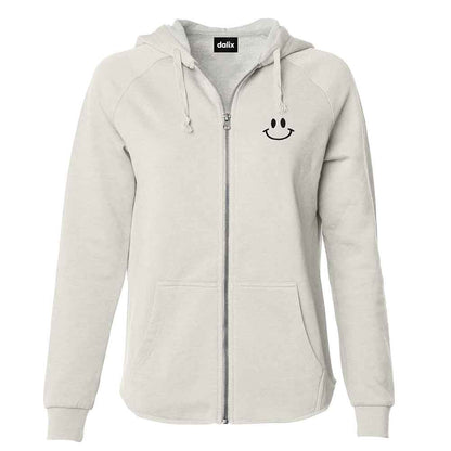 Dalix Smile Face Washed Zip Hoodie