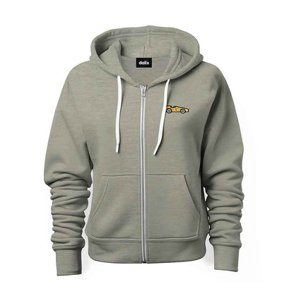 Dalix Race Car Embroidered Zip Hoodie Soft Fleece Hood Sweatshirt Mens in Silver L Large