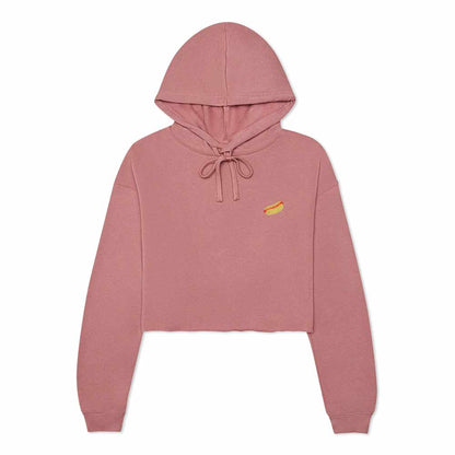 Dalix Hot Dog Ghost Embroidered Fleece Cropped Hoodie Cold Fall Winter Women in Mauve 2XL XX-Large