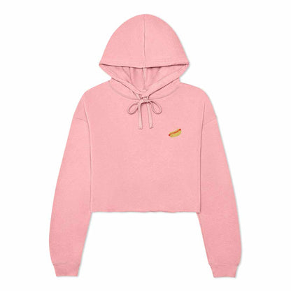 Dalix Hot Dog Ghost Embroidered Fleece Cropped Hoodie Cold Fall Winter Women in Pink 2XL XX-Large