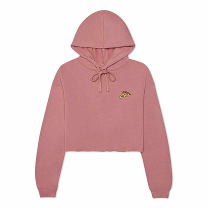 Dalix Pizza Embroidered Fleece Cropped Hoodie Cold Fall Winter Women in Mauve 2XL XX-Large