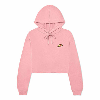 Dalix Pizza Embroidered Fleece Cropped Hoodie Cold Fall Winter Women in Pink 2XL XX-Large