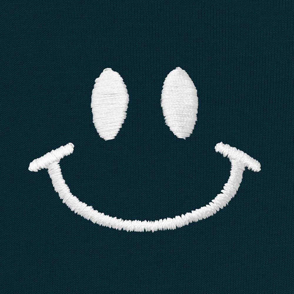 Dalix Smile Face Embroidered Fleece Cropped Hoodie Cold Fall Winter Women in Atlantic Green 2XL XX-Large