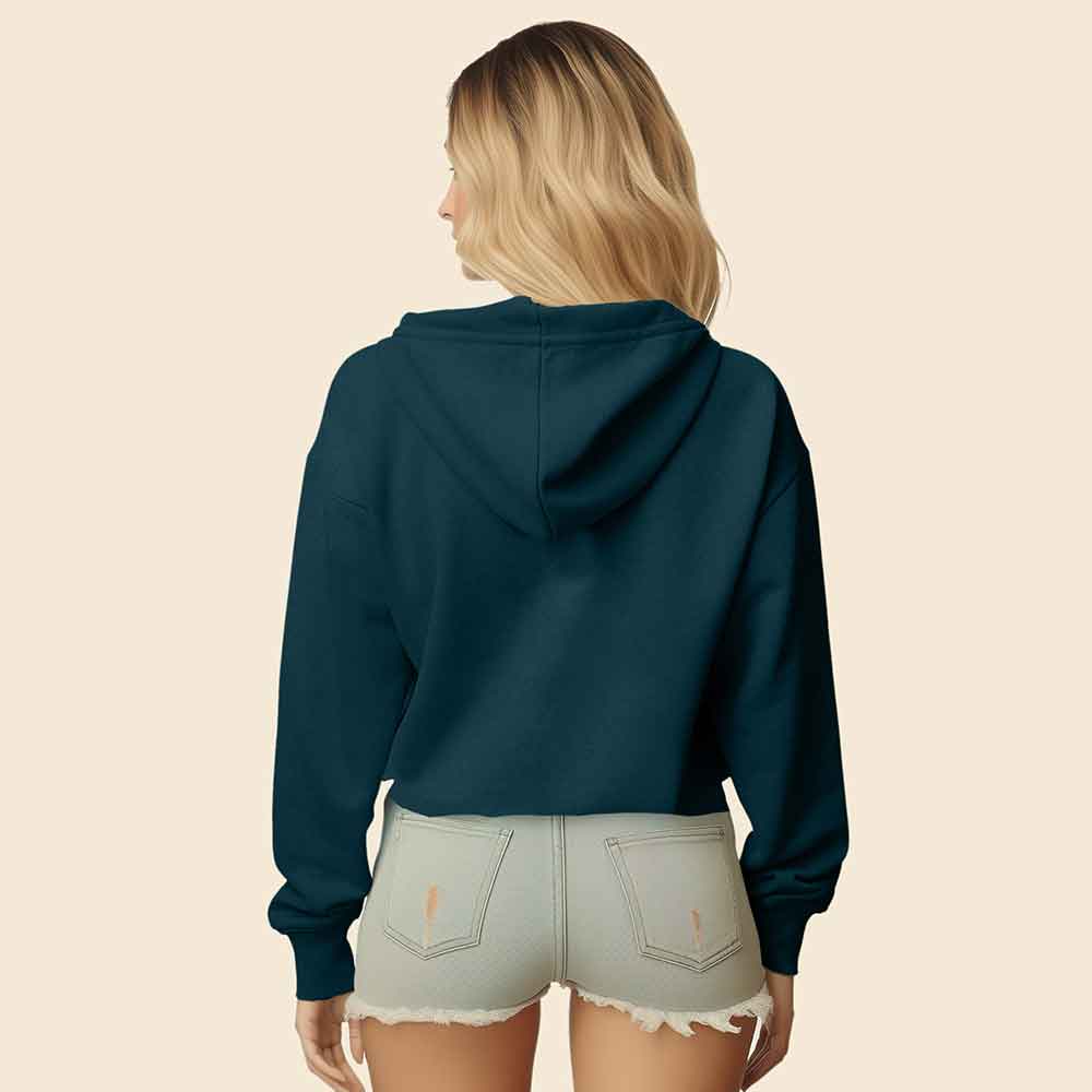 Dalix Strawberry Embroidered Fleece Cropped Hoodie Cold Fall Winter Women in Atlantic Green 2XL XX-Large