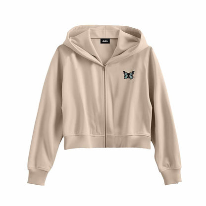 Dalix Butterfly Cropped Zip Hoodie