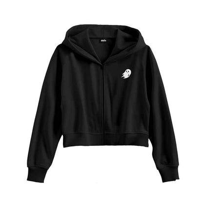 Dalix Ghost Cropped Zip Hoodie