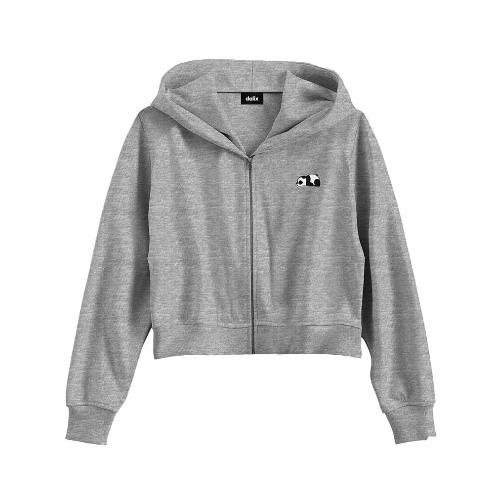 Dalix Panda Cropped Zip Hoodie