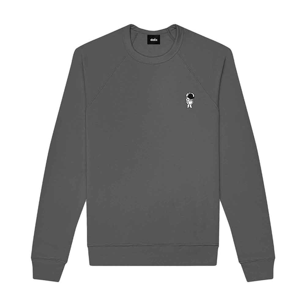 Dalix Astronaut Embroidered Crewneck Fleece Sweatshirt Pullover Mens in Asphalt Gray 2XL XX-Large