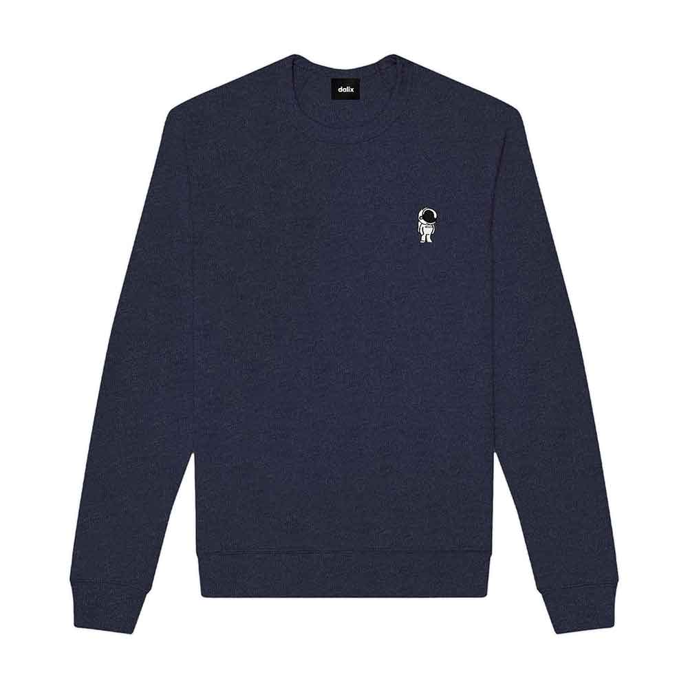 Dalix Astronaut Embroidered Crewneck Fleece Sweatshirt Pullover Mens in Navy Blue XL X-Large