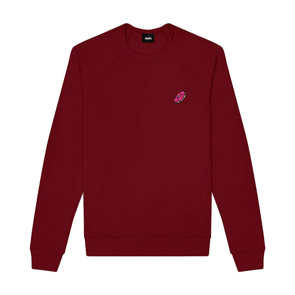 Dalix Donut Crewneck Fleece Sweatshirt Pullover Mens in Heather Red L Large