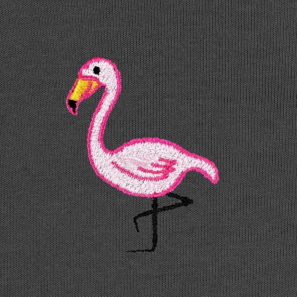 Dalix Flamingo Embroidered Fleece Crewneck Long Sleeve Sweatshirt Mens in Asphalt Gray 2XL XX-Large