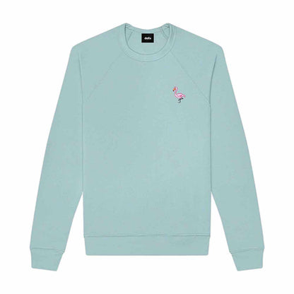 Dalix Flamingo Embroidered Fleece Crewneck Long Sleeve Sweatshirt Mens in Heather Blue Lagoon 2XL XX-Large