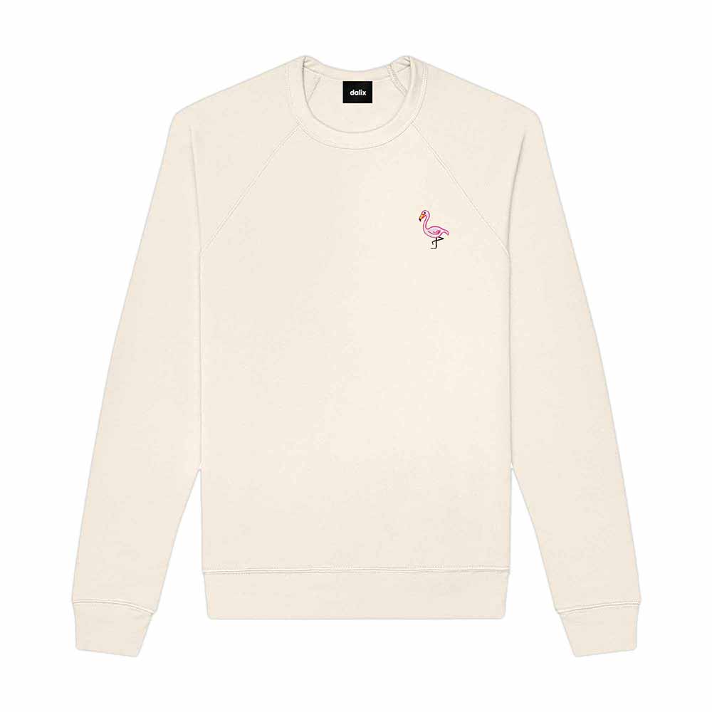 Dalix Flamingo Embroidered Fleece Crewneck Long Sleeve Sweatshirt Mens in 2XL XX-Large
