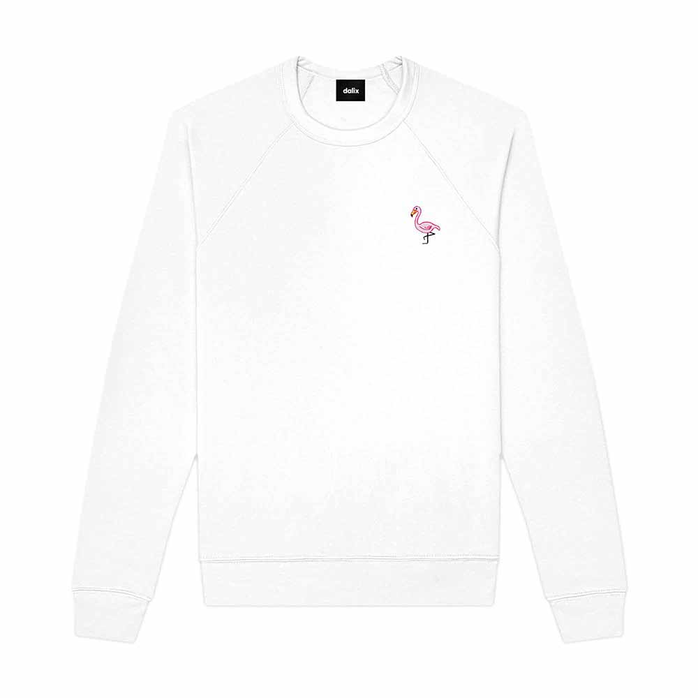 Dalix Flamingo Embroidered Fleece Crewneck Long Sleeve Sweatshirt Mens in 2XL XX-Large