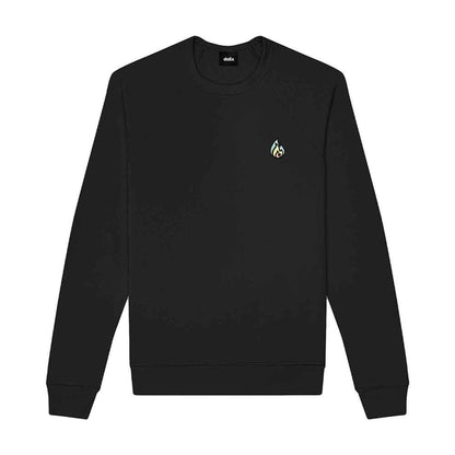 Dalix Fire Embroidered Crewneck Fleece Sweatshirt Pullover Glow in the Dark Mens in Heather Navy S Small