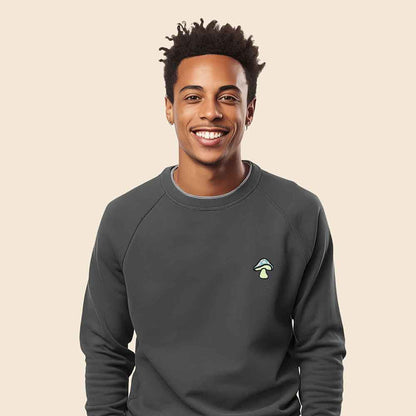 Dalix Mushroom (Glow in the Dark) Embroidered Fleece Sweatshirt Pullover Mens in Black 2XL XX-Large