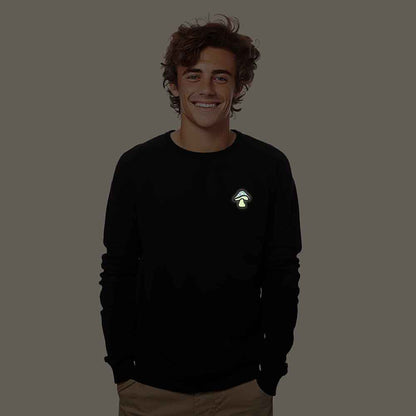 Dalix Mushroom (Glow in the Dark) Embroidered Fleece Sweatshirt Pullover Mens in Gold S Small