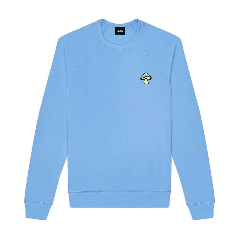 Dalix Mushroom (Glow in the Dark) Embroidered Fleece Sweatshirt Pullover Mens in Heather Red XL X-Large