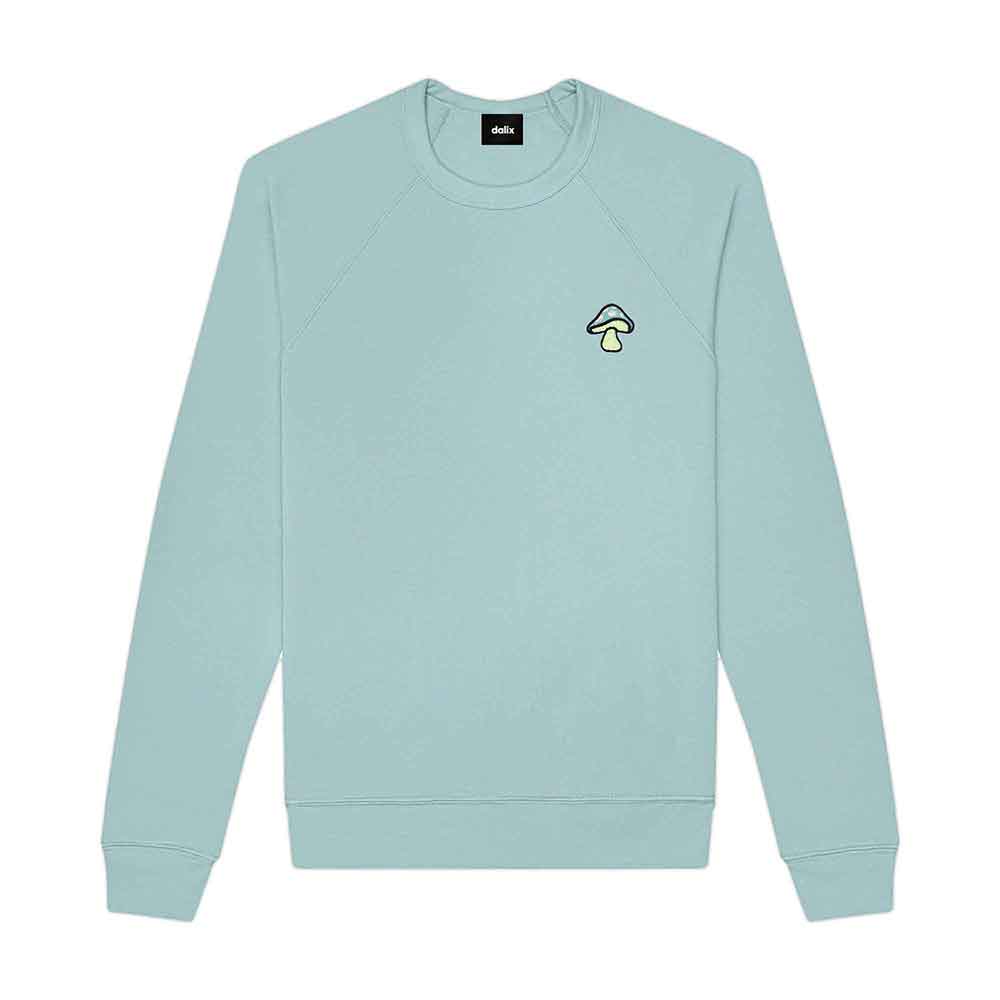 Dalix Mushroom (Glow in the Dark) Embroidered Fleece Sweatshirt Pullover Mens in Peach S Small