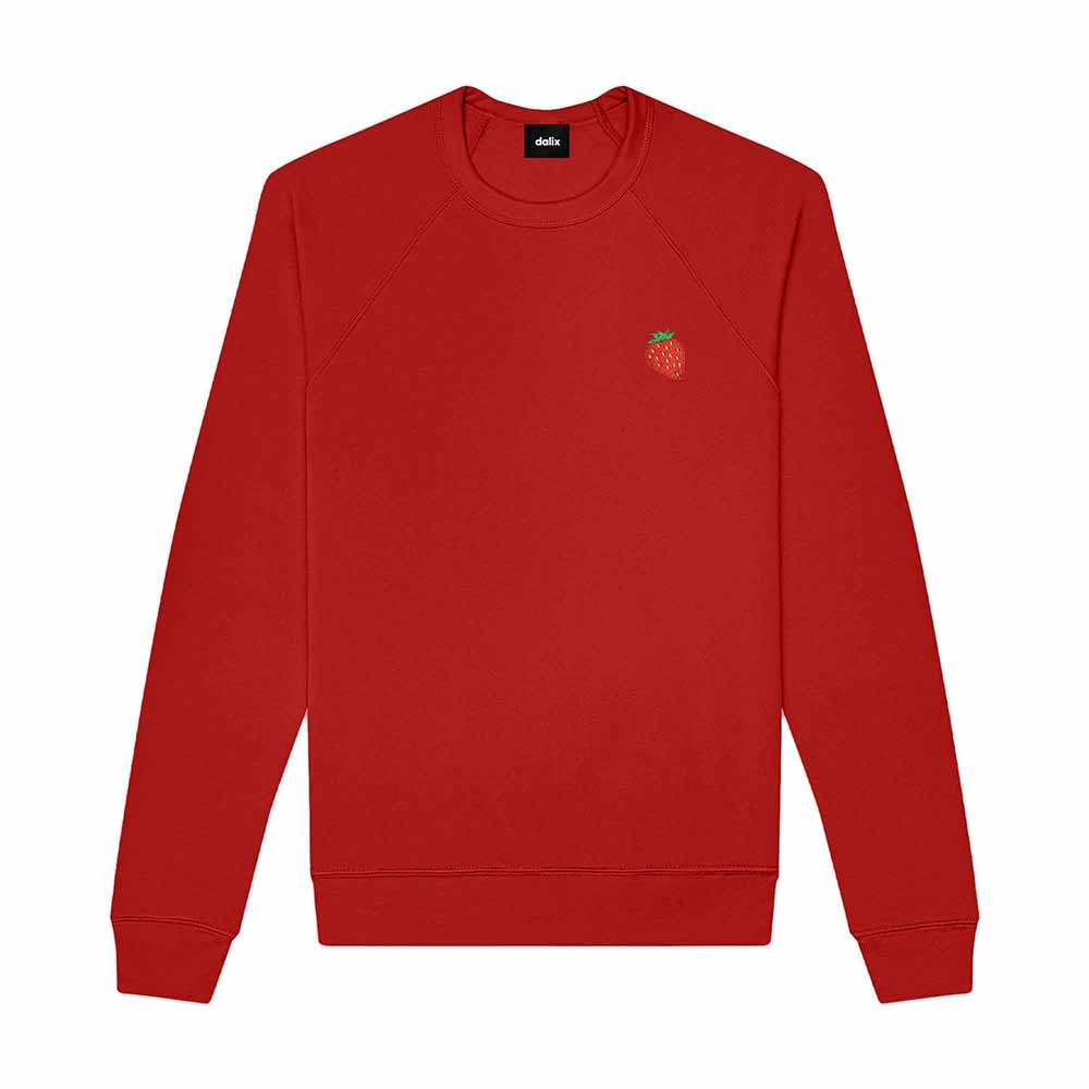 Dalix Strawberry Embroidered Fleece Crewneck Long Sleeve Sweatshirt Mens in 2XL XX-Large