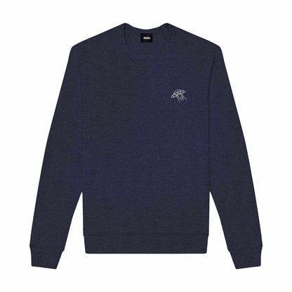 Dalix UFO Embroidered Fleece Crewneck Long Sleeve Sweatshirt Mens in Heather Navy 2XL XX-Large